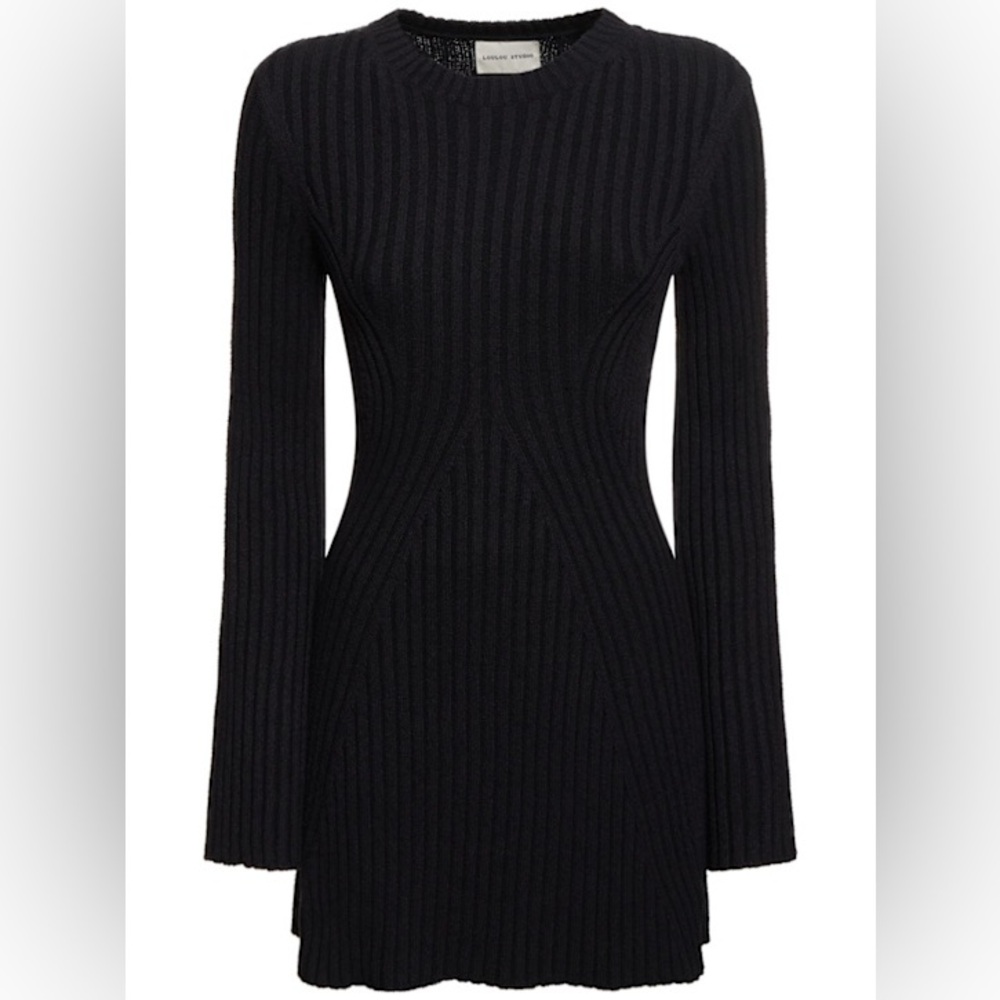 Loulou Studio Black Long Sleeve Knit Dress